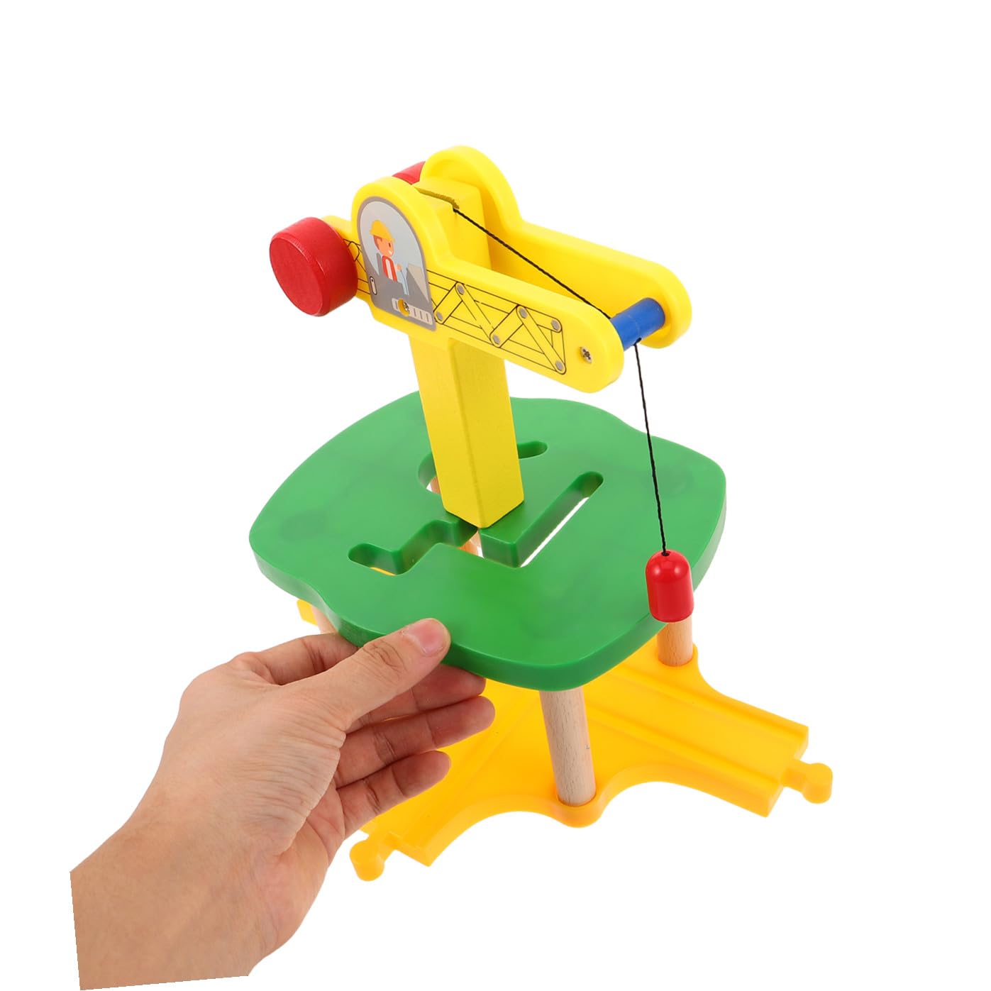 1 Juego de Tren grúa de Madera para niños con Motor de inspección de simulación, Modelo de grúa ferroviaria DIY, Accesorios de expansión de vías de Tren.