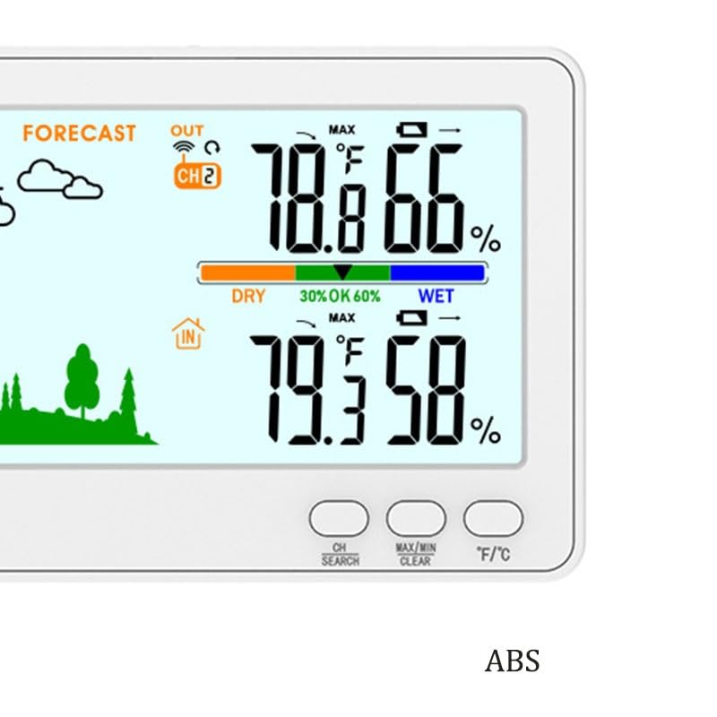 Wireless Color Screen Indoor Outdoor Temperature Humidity Meter with Weather Forecast for Home Use