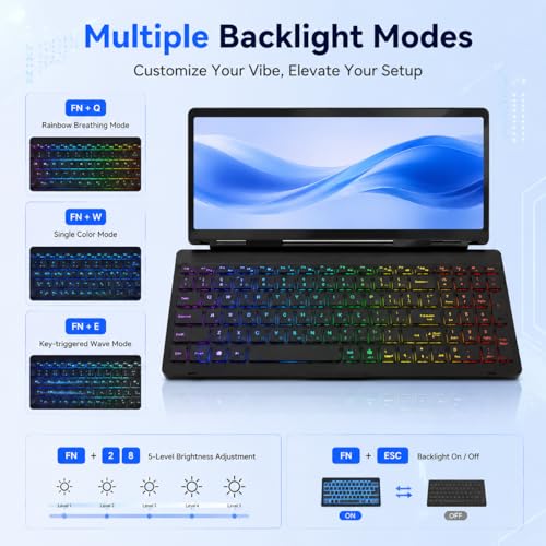 Image of 12.8 inch Portable Touchscreen Keyboard, Screen Extender with Silent Keyboard, USB-A Type-C Monitor for Laptop, Desktop, Mini PC, MacBook(Driver Need)