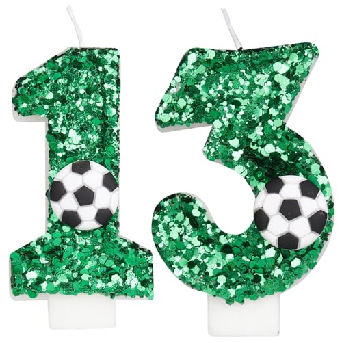 Soccer Candles 13 Years Old Cake Topper Birthday Party Decorations for Boys