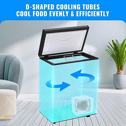 Image of DEMULLER Chest Freezer 4.0 CU. FT Ultra-low Temperature Deep Freezers (Down to -12 ℉) with TWO Removable Baskets Accurate Display of Cabinet Temp Freestanding Black