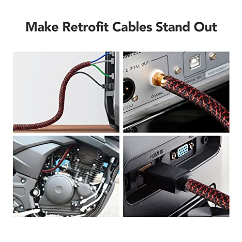Image of AGPTEK Cable Sleeve, 10ft - 1.2 inch Cable Management Desk Cord Cover Organizer Wire Hider for Home Office Computer TV Wire Loom Tubing Pet Proof Cord Protector from Cat Dog Chewing, BlackRed