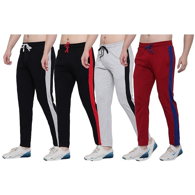 irana Solid Regular Fit Cotton Trackpant for Men |Cotton Joggers with Side Pockets & Drawstring | Comfortable Gym Wear, Sports Wear | Stylish Slim Fit Lower for Men-Pack of 4-picture-44