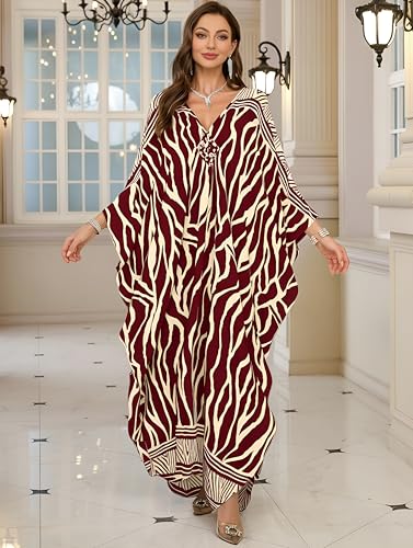 Image of KEYLORTING Plus Size Kaftan Dress Women, African Moo Moo Print Caftan, Batwing Dress, Beach Cover Up for Party and Loungewear
