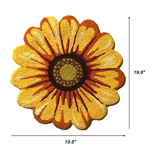 Tapete floral girasol 50x50 cm amarillo suave y antideslizante miniatura 3
