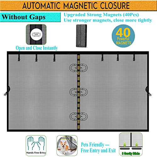 Image of Magnetic Garage Door Screen 13x7ft for 1 Car, Doors Durable Fiberglass Heavy Duty Mesh Magnetic Net, Pets Friendly Retractable for Carport Garage Patio Porch (Black, 13x7ft)