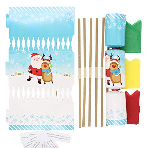 Cake Factory Christmas Crackers/Cracker Make Your Own DIY Novelty Kit (Pack of 12) 7 DESIGNS Elf Traditional Santa Reindeer Snow Man Penguin (Santa & Reindeer 12)