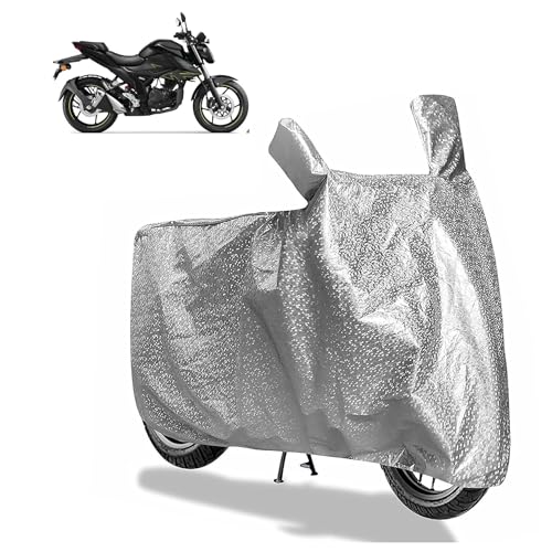 Image of Sulfar Bike Cover for Suzuki GSX-S150 (Sports Naked) | Waterproof, Dustproof & UV Protected | All Weather Two Wheeler Cover (Silver) New 2026 Variants