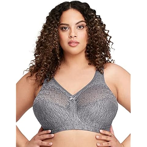 Glamorise Women's Full Figure MagicLift Comfort Bra with Posture Back #1064 Full Cup Full Coverage Bra, Grey (Gray Heather 021), 46F (Manufacturer Size:46F) Cover