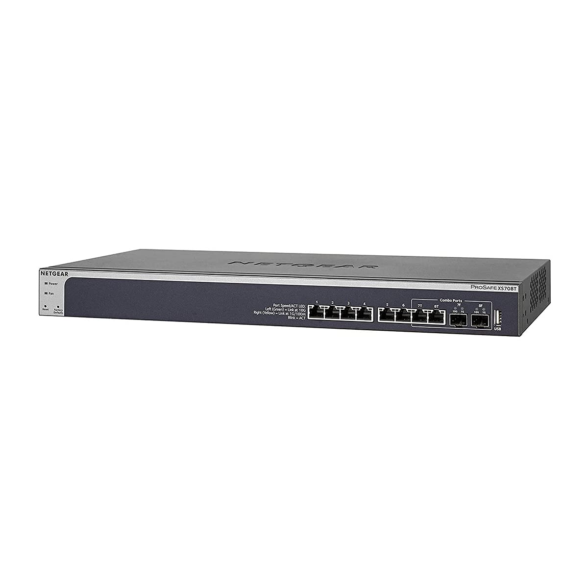 NETGEAR ProSAFE PLUS XS708E 8ポート 10Gスイッチ XS708E | 8-Port 10-Gigabit Ethernet Plus Switch with 1 Copper/SFP+