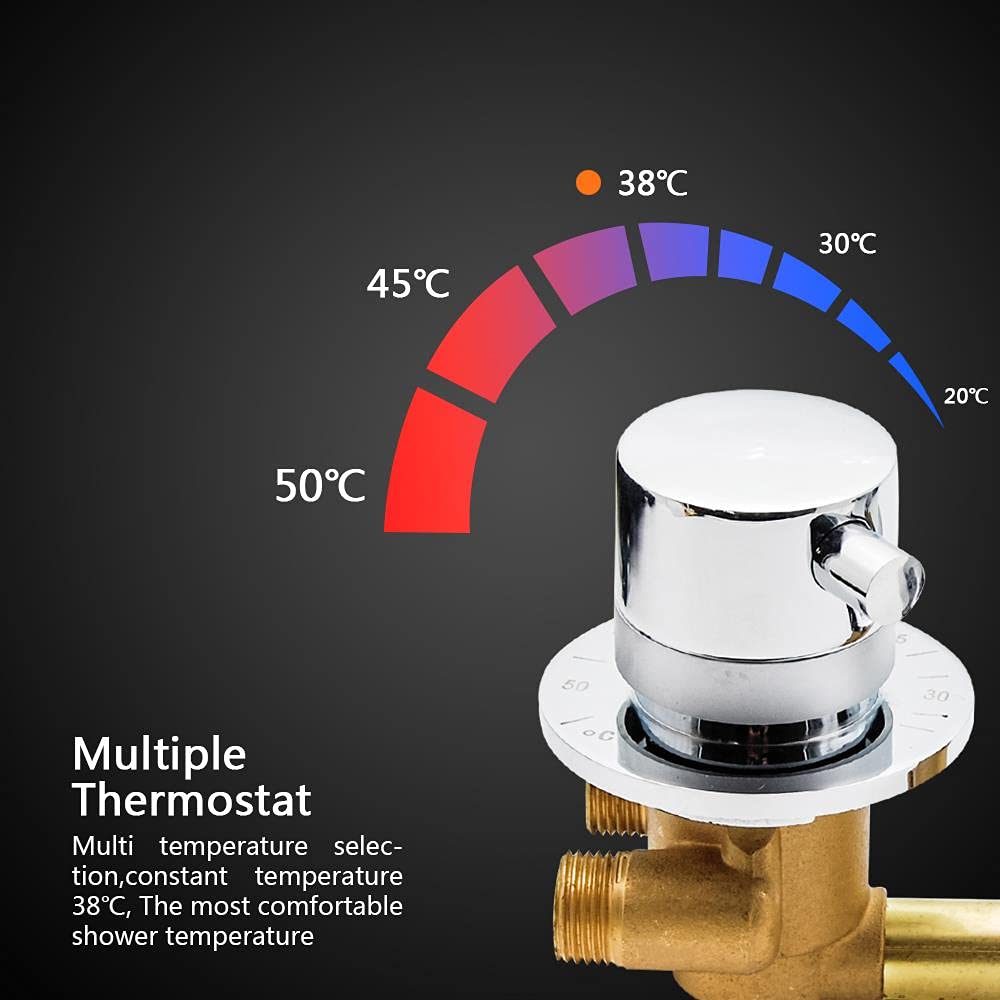 Grifos de ducha termostáticos 2/3/4 salida 10 cm / 12,5 cm válvula mezcladora de latón para intubación grifo mezclador de temperatura Control de baño