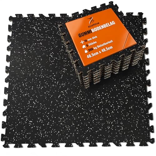 Krafitive Bodenschutzmatte aus Gummi 6er Set 15mm dick 200kg belastbar