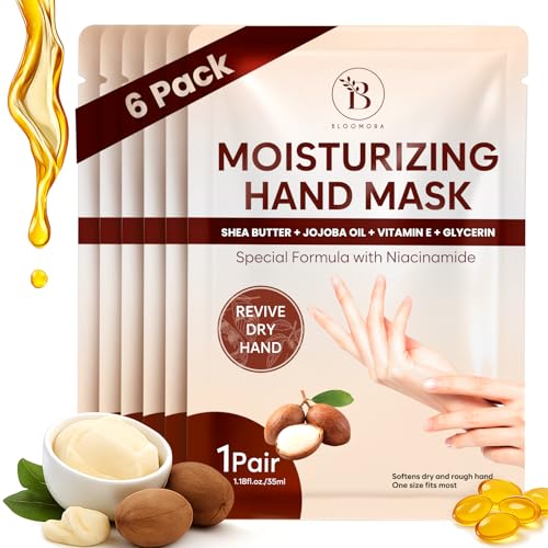 Repairing Hand Mask for Dry Cracked Hands, Hand Masks with Shea Butter, Jojoba Oil & Vitamin E,...