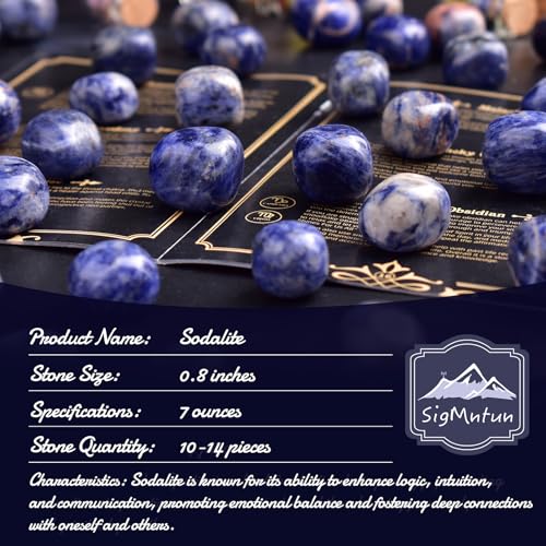 Image of Polished Stone Set Sodalite Crystals, 0.8 inch Handpicked Tumbled Gemstones Rocks, Pebbles for Reiki, Chakra, Healing, Home Decor