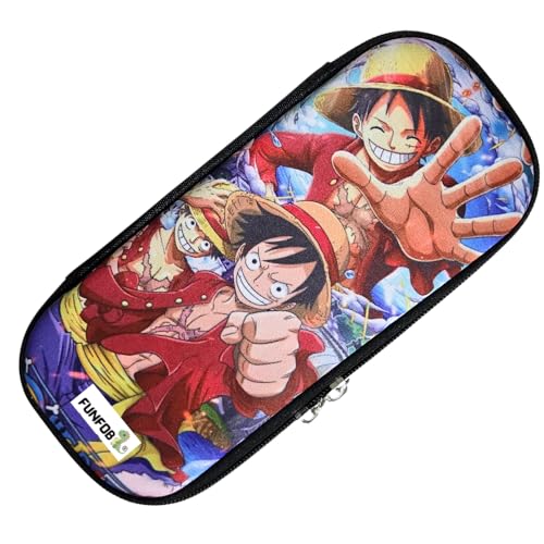 Image of FUNFOB Anime Pencil Box for School College for Pen Pencil Or Other Stationery Products Luffy Pencil Pouch | Luffy Red Cap