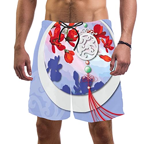 Short de bain en jade chinoise homme pour vos vacances d'été à la mer, maillot multicolore M