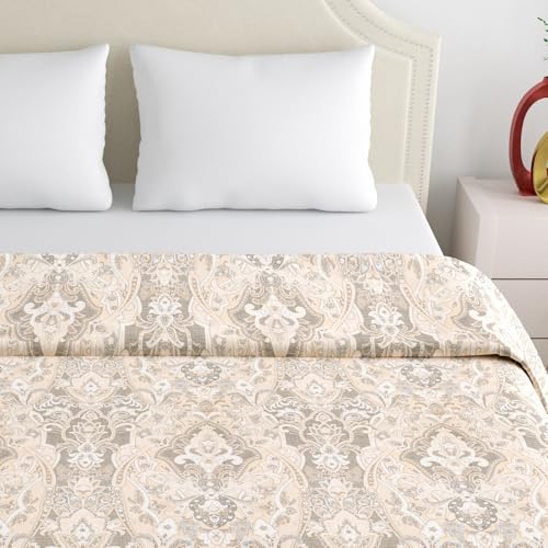 Image of Home Ecstasy 3 Side Zipper Opening Duvet Cover for Double Bed 100% Cotton 300 TC (90 x 100 inch, Colour: Light Brown)