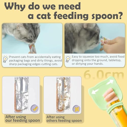 Image of Inralimot 1pack Cat Strip Feeder and Pet Food Mixing Spoon,Orange Cats Stripe Squeeze Spoon Multifunctional Lickable Treat Feeding Dispenser for Cat Liquid Snack and Wet Food