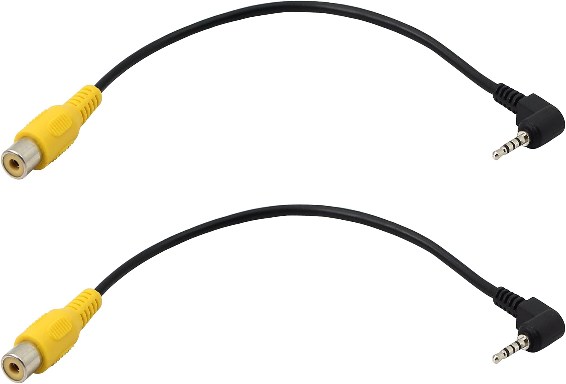 PNGKNYOCN 2.5mm to RCA Cable 2 Pack 2.5mm Reversing Camera Male Plug to RCA Cable GPS Navigator Video AV Input Adapter Cable（20cm）