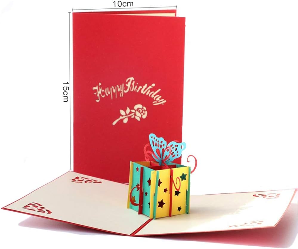 6 Pieces 3D Pop Up Cards, 3D Greeting Cards with Envelopes, Handmade 3D Popup Happy Birthday Cards for Christmas Valentine Birthday Anniversary Wedding Mother's Day Boy Girl Friends Gift (Style A)
