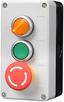 Control Box with Light Button Switch 24V/220V with Emergency Stop Button self Reset Industrial Switch Waterproof Box Color 3 Green Red Green, Size 220V