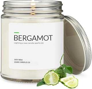 1OAK Soy Wax Scented Candles (Bergamot) - Long Burning Premium Hand-Poured (7oz.)