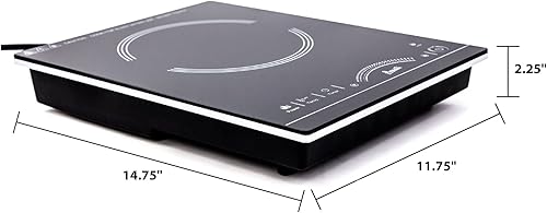 Miniatura 6 de Avanti IH1800L1B-IS - Placa de cocción eléctrica portátil con quemador de inducción único, 6 ajustes de potencia, control táctil de temperatura