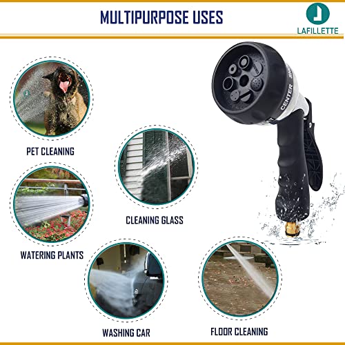 LAFILLETTE Garden Hose Nozzle, Hand Sprayer, Superior Metal Water Spray 7 Adjustable Watering Patterns Best for Lawns,Plants & Shrubs, Cleaning, and Watering Plants And Car Washing Sprinkler Water Gun