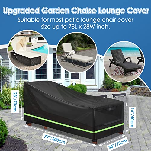 Garprovm Chaise Lounge Cover, Waterproof 420D Heavy Duty Patio Outdoor Lounge Chair Cover, 2 Handle, Pu Coating, Reflective Tape, Uv Resistant & Tear-Resistant, 2 Pack - 79‘’ L X 30‘’ W X 28‘’H #TOP1