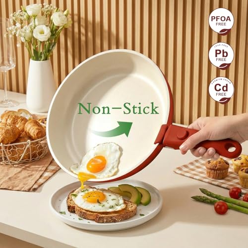 Image of GIPP 21PCS Pots and Pans Set Non Stick,Kitchen Cookware Set Detachable Handle,Red and Black Gradient Pot and Pan Set,Non Toxic Cooking Pan Set with Frying Pans Set,RV Cookware Sets for All Stoves
