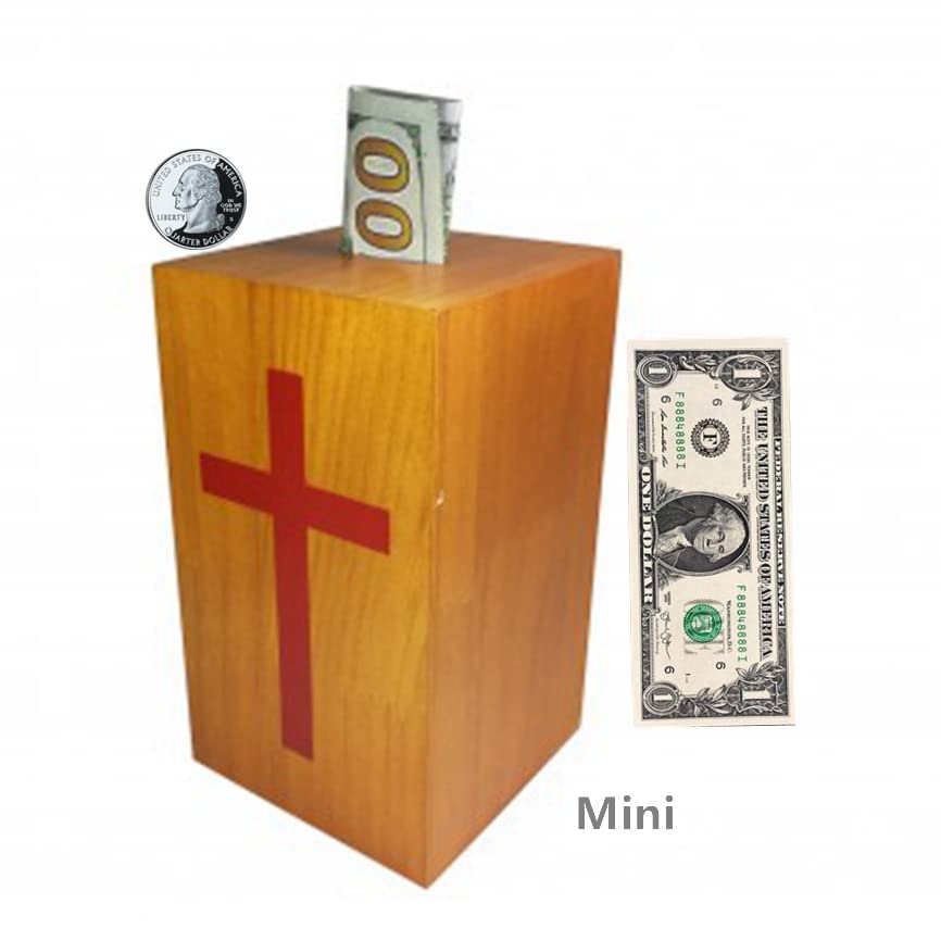 Caja de donación de madera 4x4x7 pulgadas miniatura 2