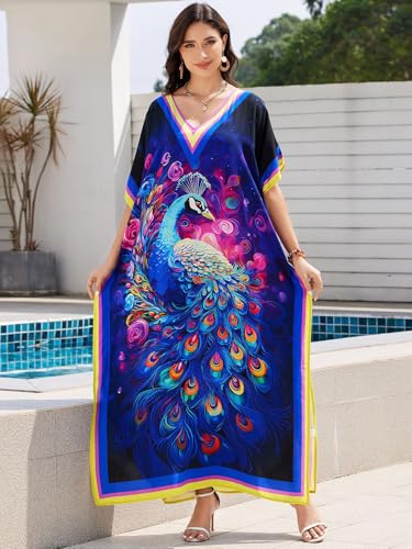 RanRui beach cover up kaftan dresses 2025 rayonprint beach caftans loose vacation dress bikini caftans swimsuit cove ups2