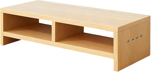 Monitor Stand, with Sleek Modern Design, 50x20x13cm, Monitor Stand Riser, Wireless Charging Desk Organizer, Ergonomic Height, for Multitasking and