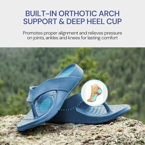 Image of NUUSOL Unisex Cascade Flip Flops; Non-Slip Hiking /Plantar Fasciitis Footwear; Soft Cushion, Lightweight & Comfortable; Arch Support & Textured Footbed, Pain Relief for Joint, Neck & Back Injuries
