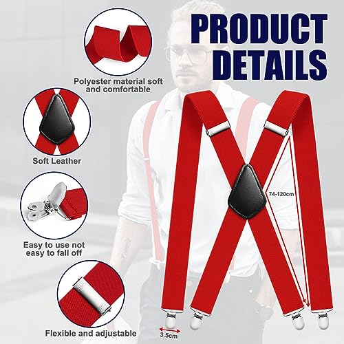 Image of Aomig Men's Adjustable Wide Braces, Extra Wide X Braces for Men, Braces for Men with Very Strong 4 Clips - 3.5 cm