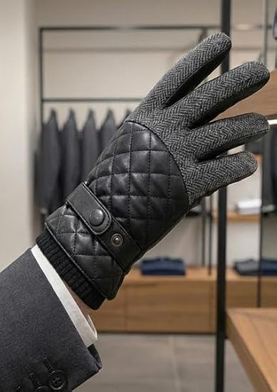 Premium Erkek Kışlık Eldiven - Dokunmatik Ekran Uyumlu Akıllı Telefon Eldiveni - Antrasit ve Siyah Karma Dokulu Şık Tasarım - Polar Astarlı Sıcak Tutan Standart Beden