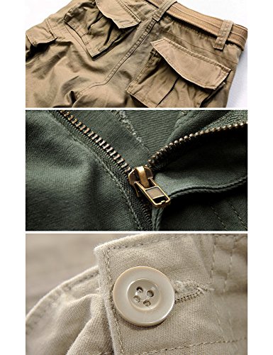 Jueshanzj bermuda cargo militar masculina vintage Bermudas algodão com vários bolsos, Laranja, Aisa