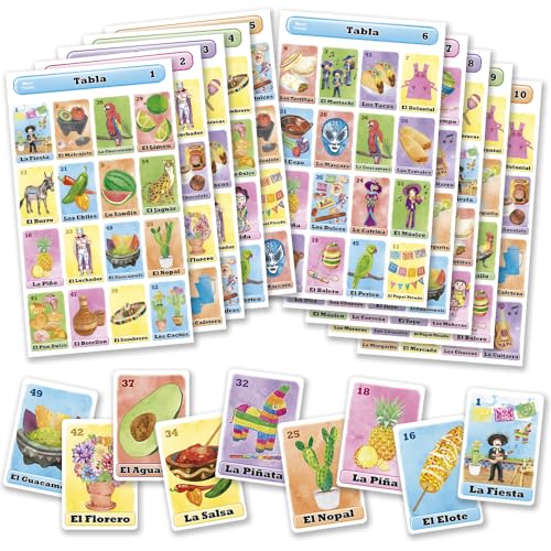 Catálogo para Comprar On-line Tris historial los más recomendados. 45 Loteria Fiesta - Juego de bingo mexicano en español para 10 jugadores, 10 tablas de juego y baraja completa de cartas