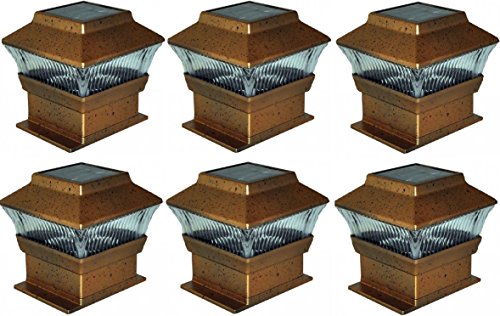 NEW 6 X SOLAR OUTDOOR DECKING POST LED POWERED LIGHT GARDEN DECK CAP SQUARE FENCE LAMP