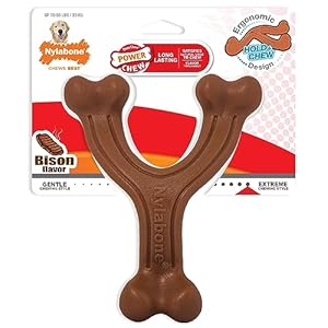 Nylabone Power Chew Ergonomic Hold & Chew Wishbone Chew Toy for Dogs, Indestructible Chew Toys for Aggressive Chewers, Bacon Flavor, Large – Up to 50 lbs. (1 Count)