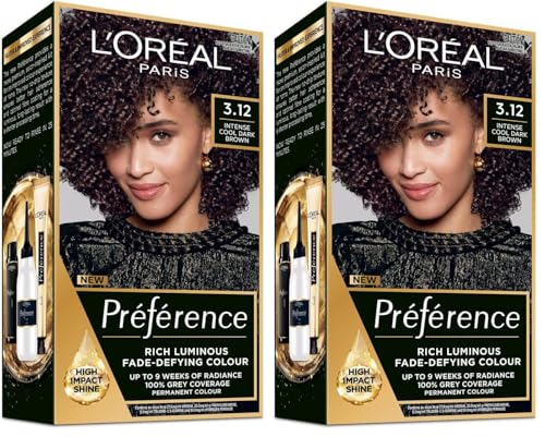L'Oreal Paris Préférence Permanent Hair Colour - 3.12 Intense Cool Dark Brown (Intense, Fade-Defy (Pack of 2)
