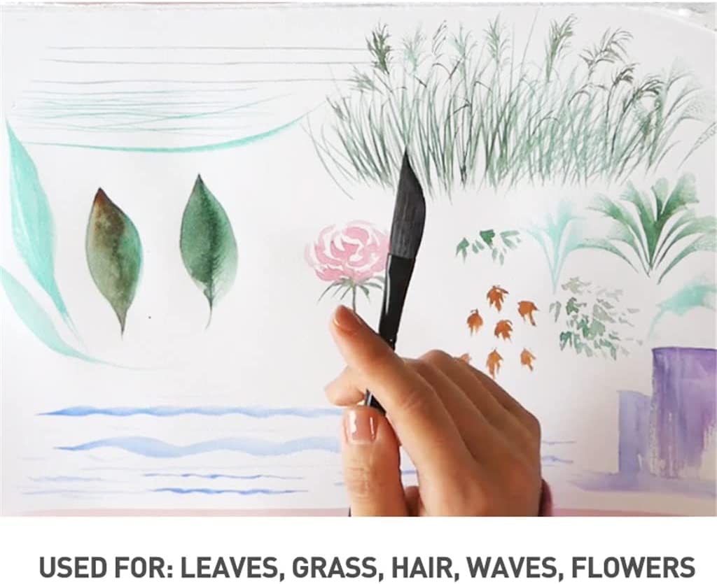 Pincel de Acuarela de Pelo de Ardilla, Pinceles de Pintura artística Tipo Daga for Hojas, Hierba, Pelo, Ondas, Dibujo de Flores