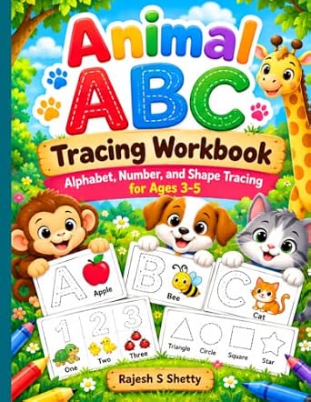 Amazon | Animal ABC Tracing Workbook: Alphabet, Number, and Shape ...