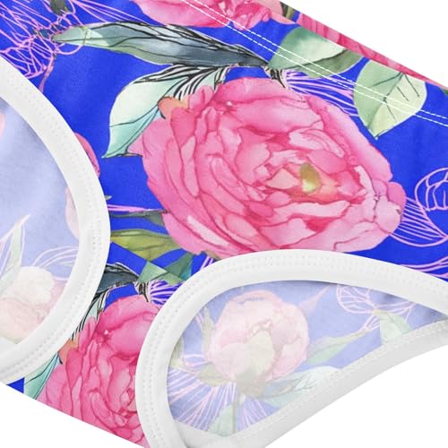 Pink Peony Flowers Leaves Blue Girls Underwear Toddler 2t Cotton Little Girl Panties Fancy Briefs Underpants4