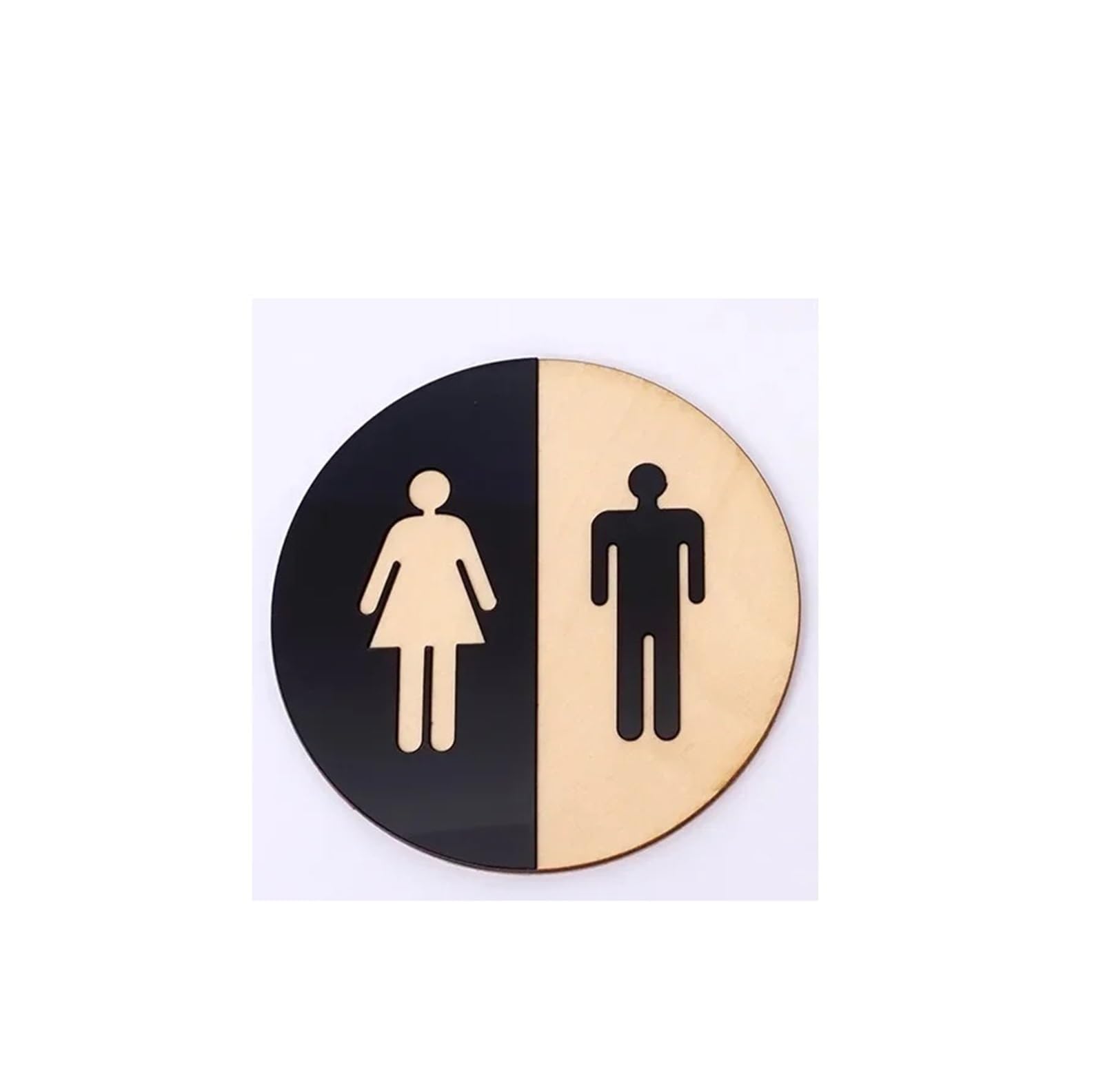 Toilet Sign Toilet Door Signs For Bathroom And WC Rules Signage Men Women Wooden Round Washroom Mirror Wall Sticker Decor(Color-1,12x12cm)