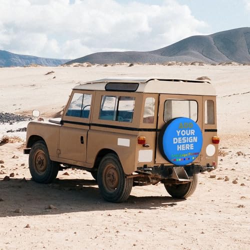 Image of Custom Spare Tire Cover, Personalized Text Image Waterproof Dust-Proof Universal Wheel Covers Protectors Fits Tire for Trailer RV SUV Truck Camper, DodgerBlue