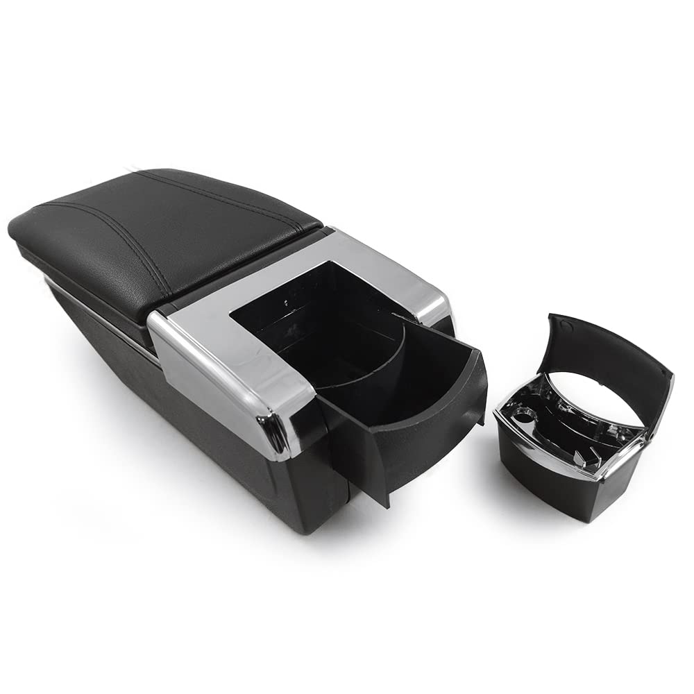 Armlehne Auto Mittelarmlehne Mittelkonsole Organizer Konsole Armlehnenbox Kompatibel mit Mazda Schwarz Leder Staufach Ablagefach 3D Drehbar Schiebeverdeck