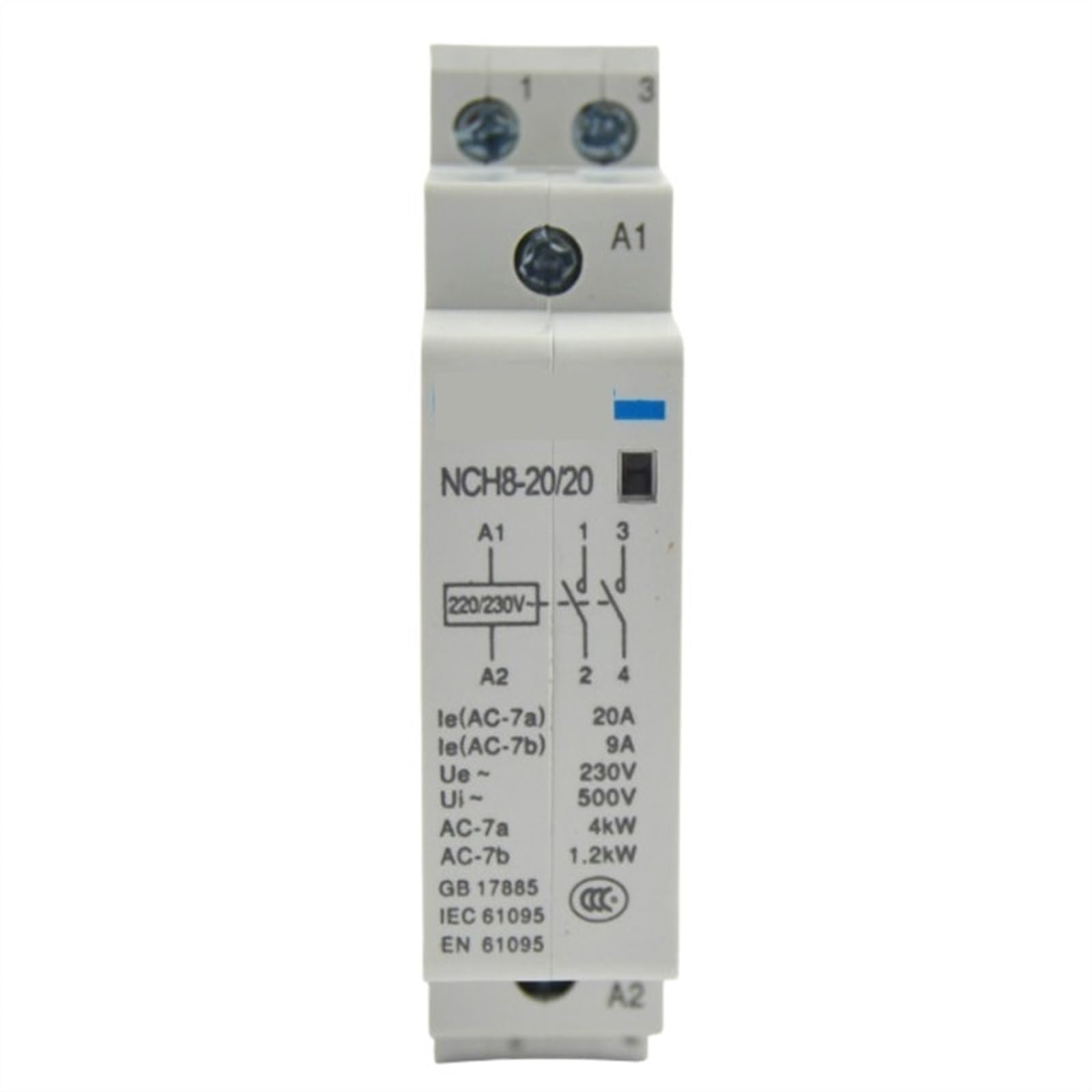 Contacteur normalement ouvert NCH8-20/20 de rail modulaire pour tableau CA 220V