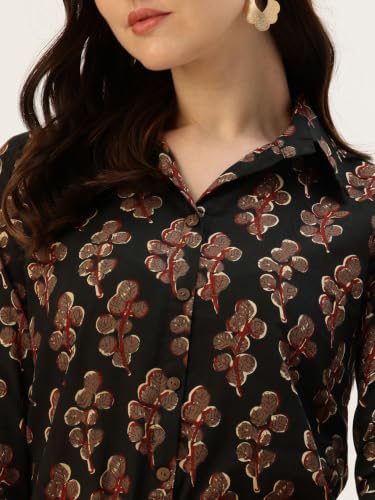 Image of feranoid Classic Collared Cotton Shirt with 3 /4 Sleeve for a Timeless Casual Look