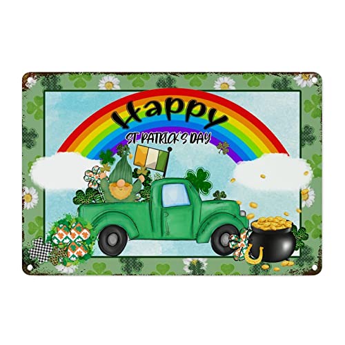 Plaque murale en métal Saint-Patrick déco trèfle camion vert rétro pour salon